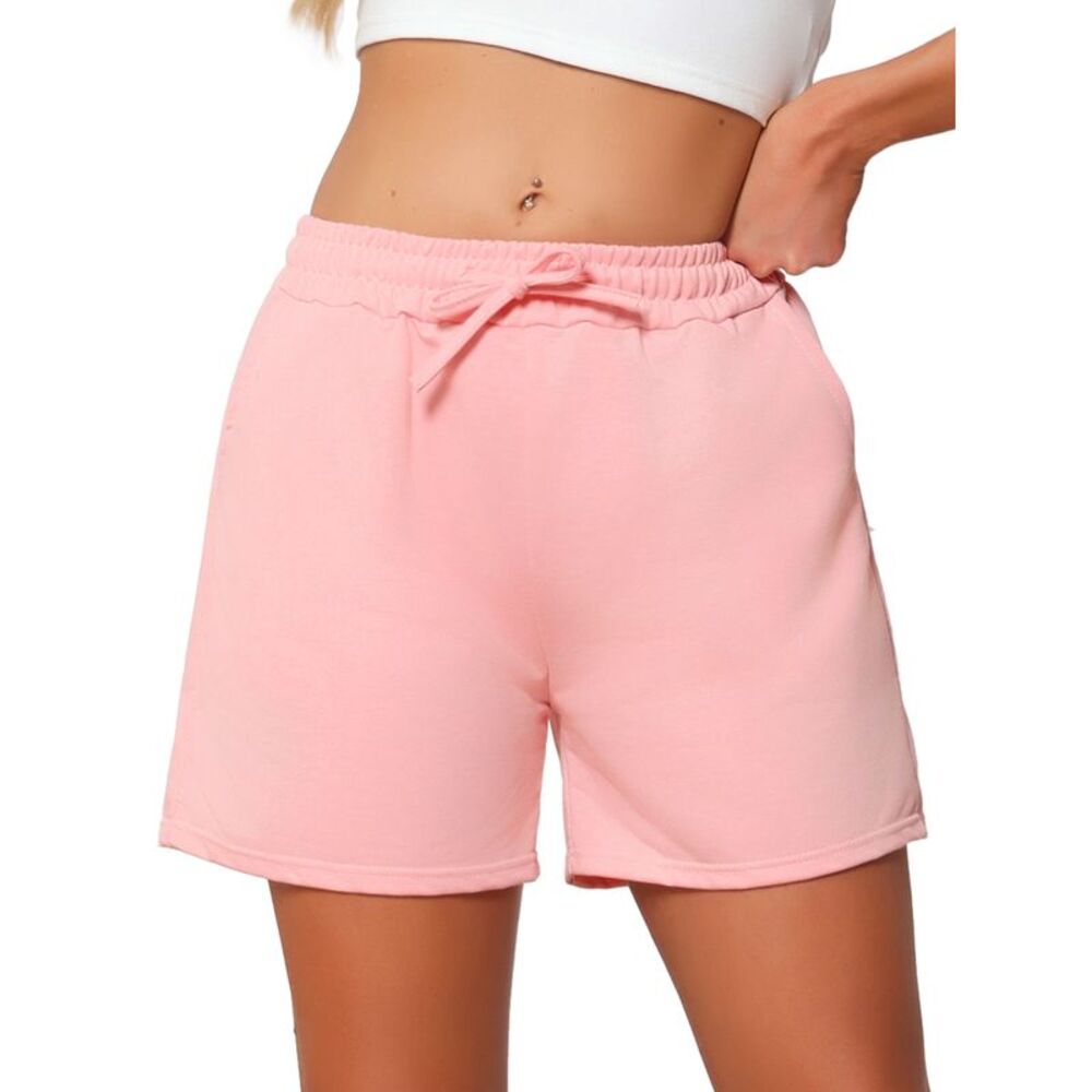 Women Cotton Jersey Knit Adjustable Waist Casual Bottoms Pink